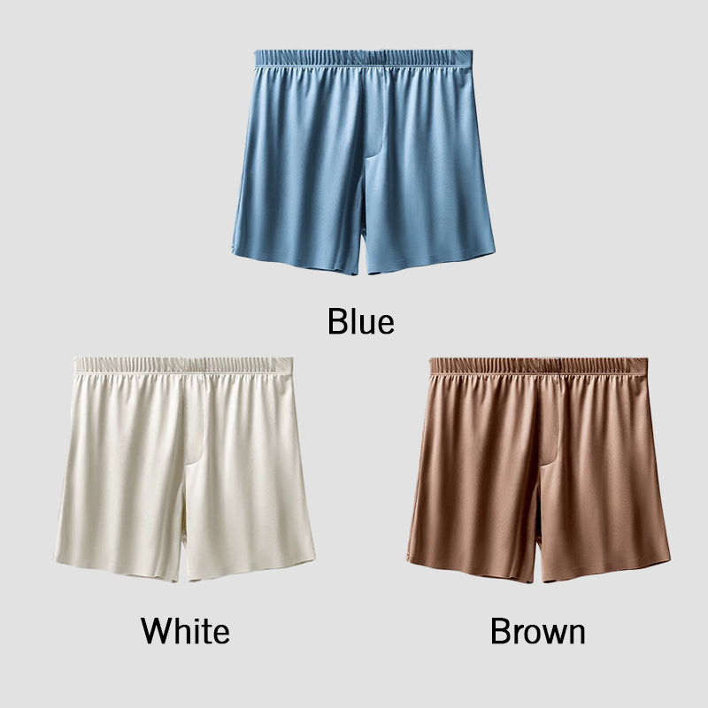 Men's Ice Silk Seamless Boxer Shorts Loose Fit Lounge Underwear