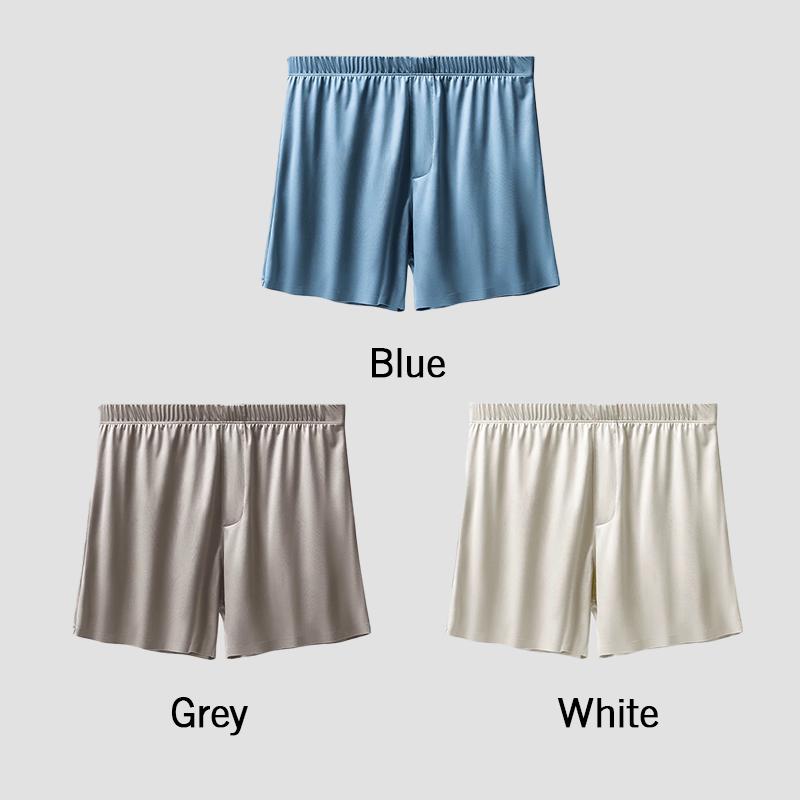 Men's Ice Silk Seamless Boxer Shorts Loose Fit Lounge Underwear