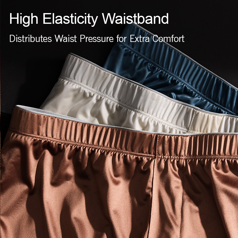 Men's Ice Silk Seamless Boxer Shorts Loose Fit Lounge Underwear