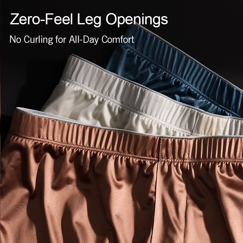 Men's Ice Silk Seamless Boxer Shorts Loose Fit Lounge Underwear