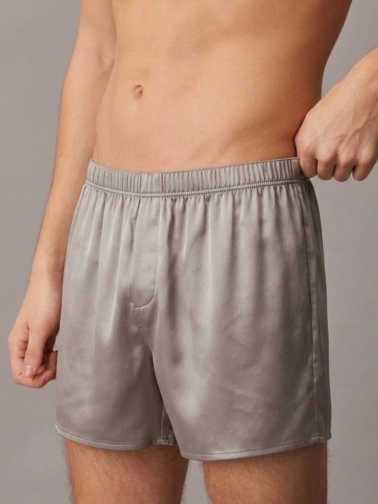 DawnDew Men's Ice Silk Seamless Boxer Shorts Loose Fit Lounge Underwear
